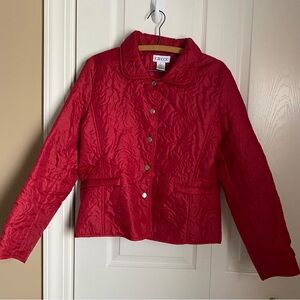 JG Hook Red Rose Floral Quilted Puffer Jacket M Vintage 90s Y2K Lightweight